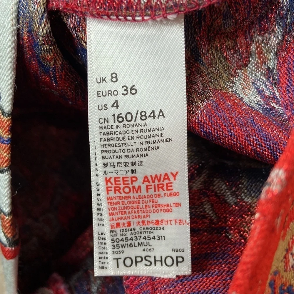 Topshop Women’s Metallic Floral Print Sleeveless Mini Dress Size 4 NWT - Picture 11 of 14